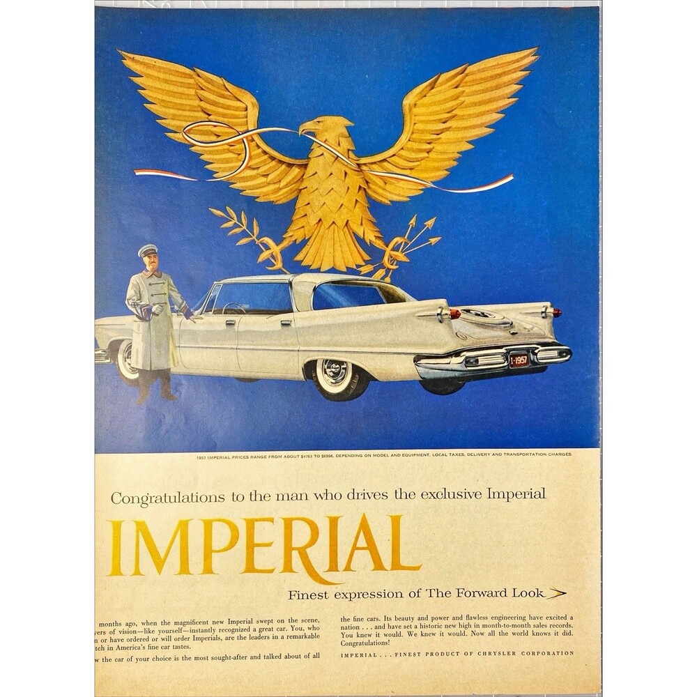 Chrysler Imperial "Finest Expression of the Forward Look" Vintage Print Ad 1957